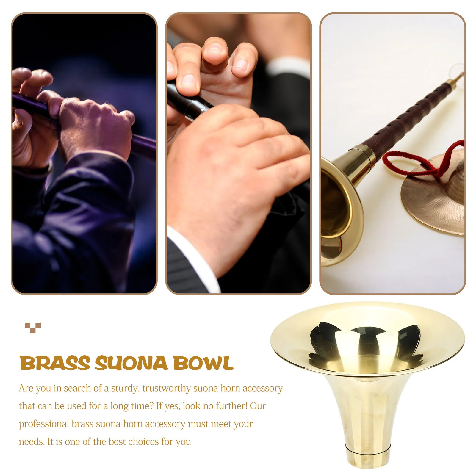 

Suona Bowl Accessory Thickened Brass Horn Replacement Professional Instrument Part Simple Installation Repair Supply