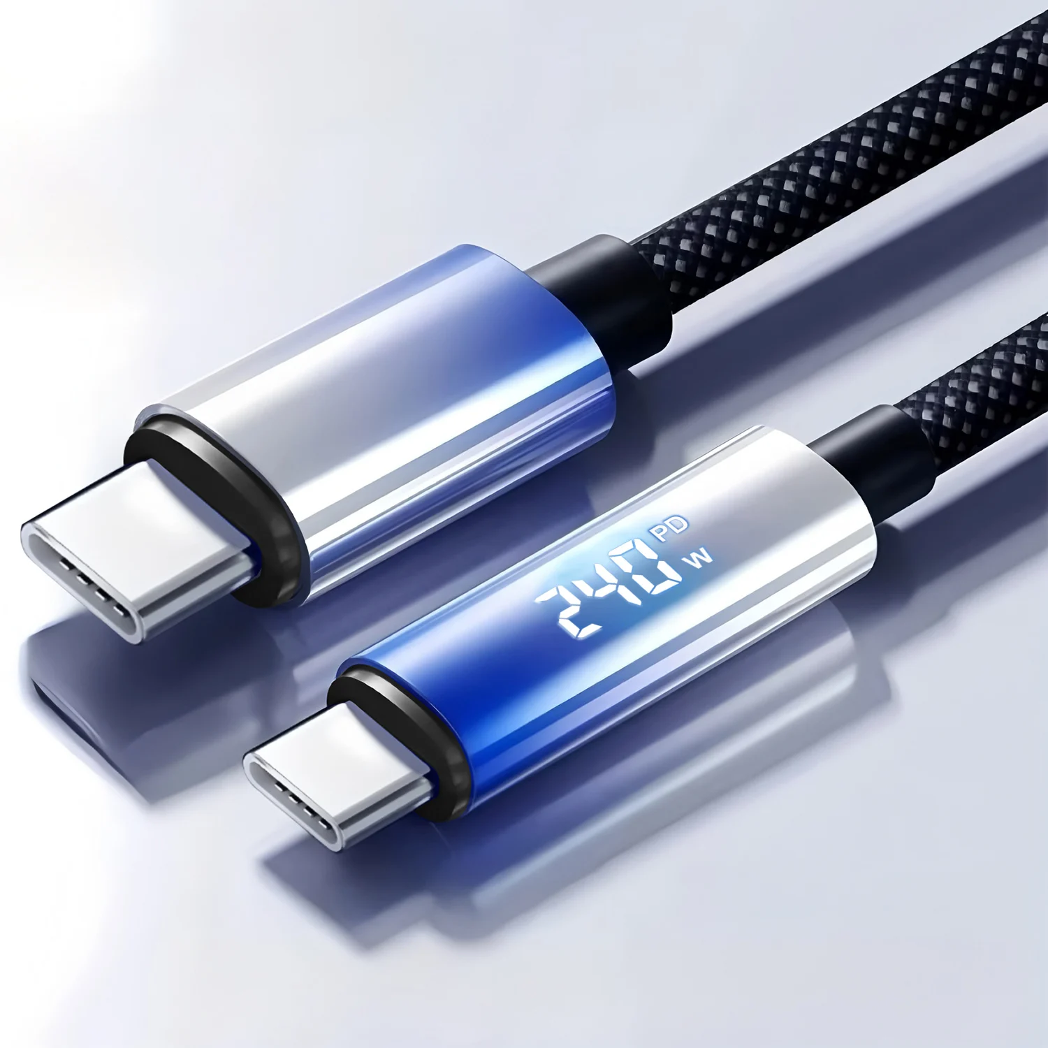 240W Type C To USB C Cable Smartphone Digital Display PD Fast Charger Wire For iPhone 16 Pro Max 15 Xiaomi HUAWEI OPPO