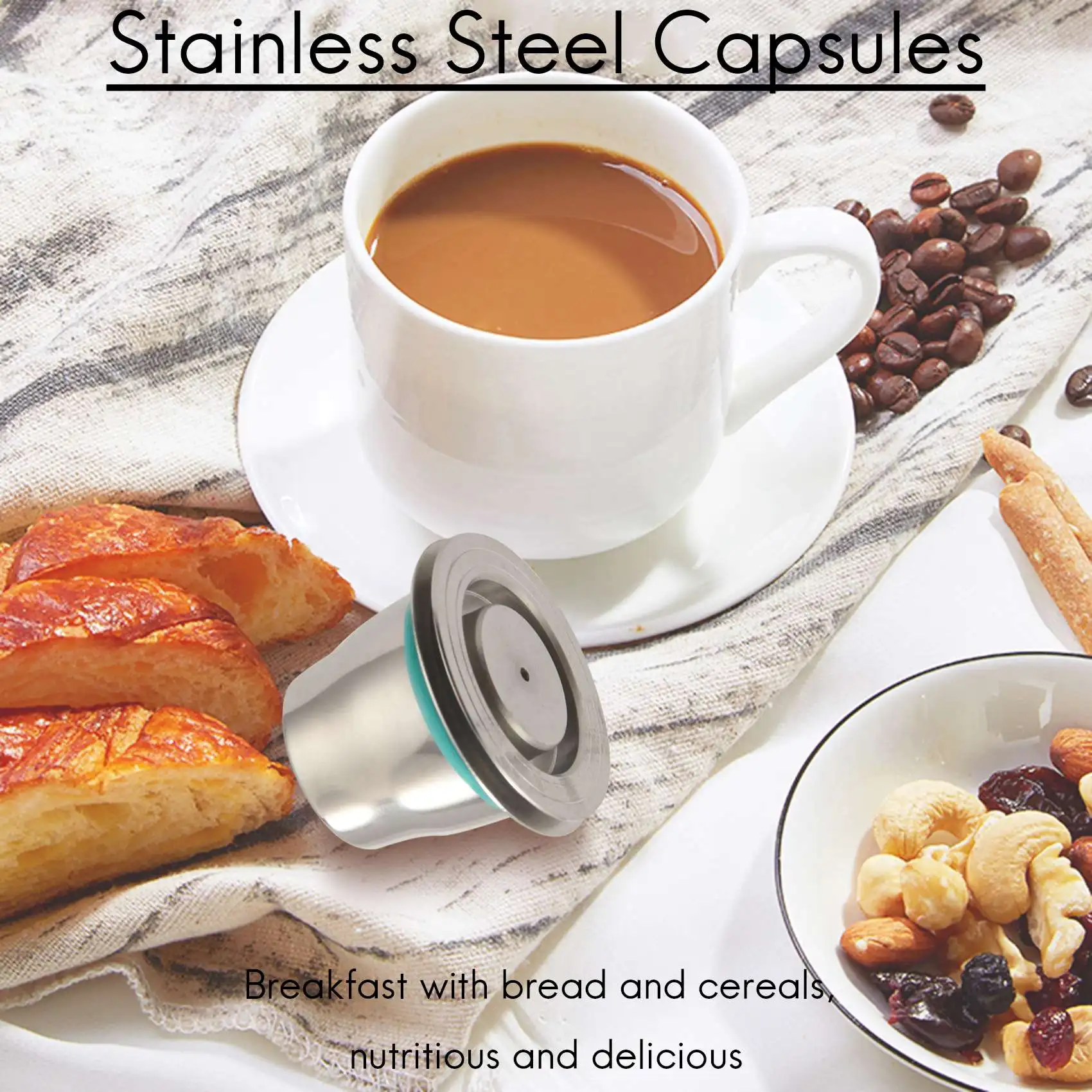 Espresso Refillable Capsules Reusable for Pod Espresso Coffee Pod Stainless Steel Capsules Compatible