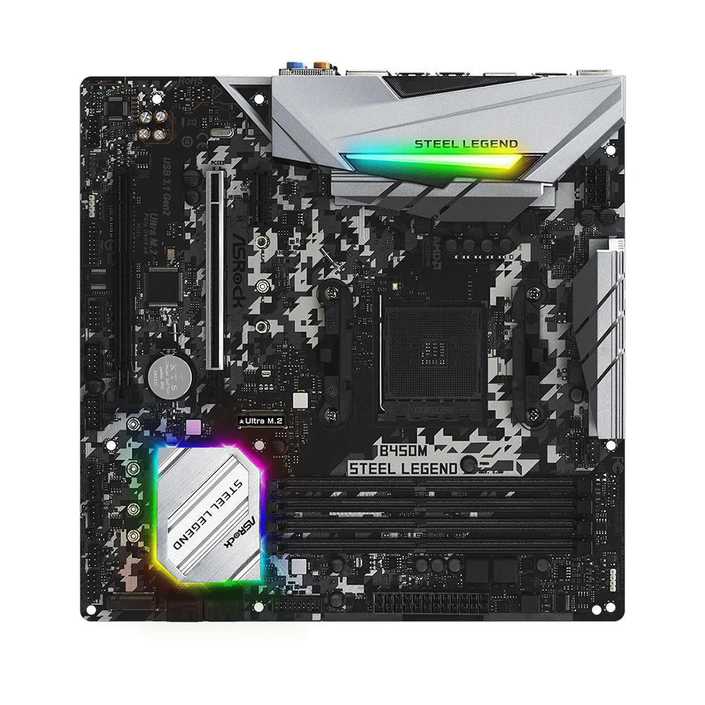 ASRock B450M STEEL LEGEND 마더보드 AMD AM4 지원 R5 5600 5600G R7 5700X3D 5800X CPU 4xDDR4 128GB HDMI M.2 mATX 메인보드 썸네일 3