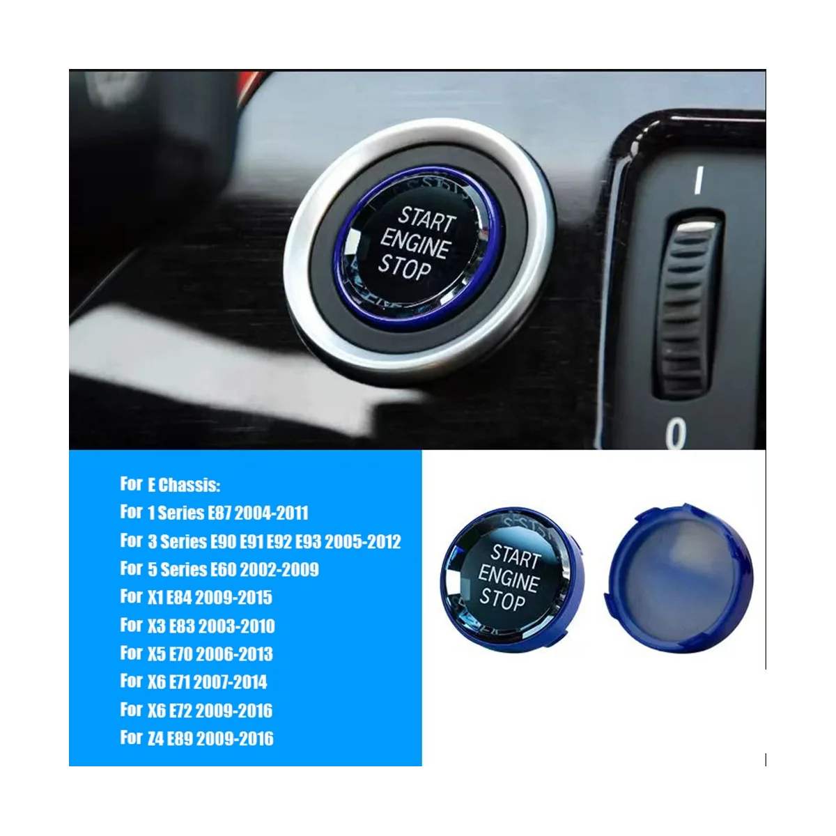 Switch Trim Cover Crystal One-Key Engine Start Stop Button Sticker for BMW 3 5 Series X1 X3 X5 E70 E71 E90 E60 2009-2016