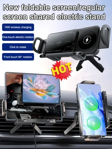 Imagen 2 del producto Soporte inteligente para teléfono móvil/almohadilla, soporte magnético para teléfono para coche, soporte giratorio automático para teléfono, cargador inalámbrico para coche