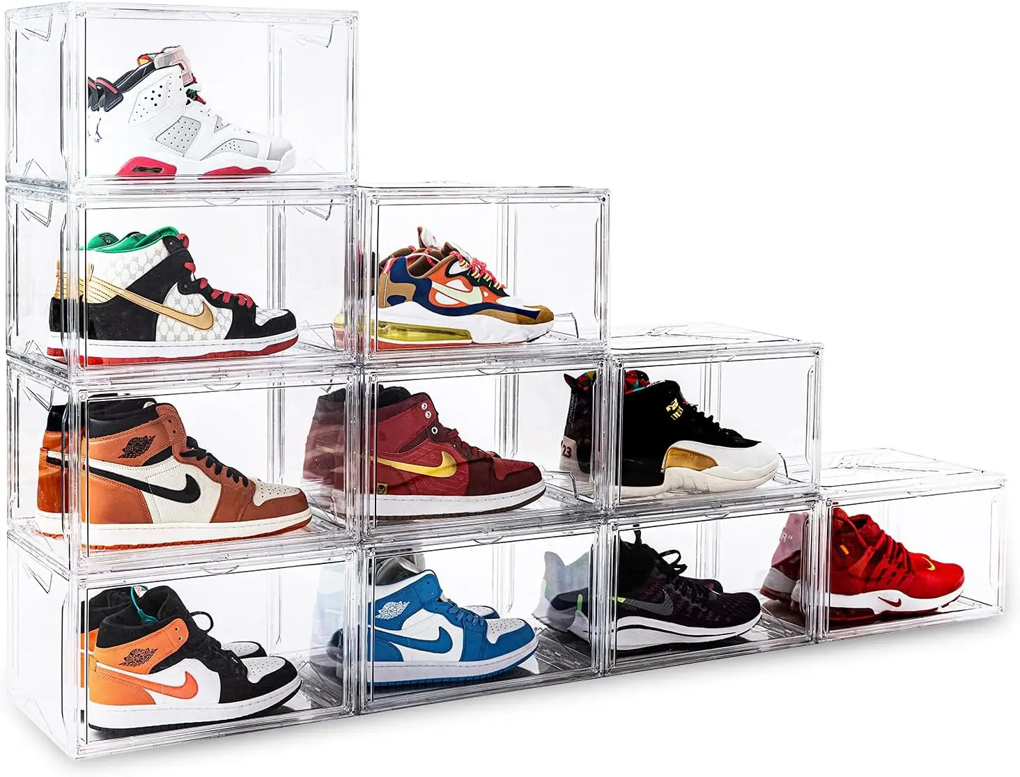 

Shoe Boxes Clear Plastic Stackable 10 Pack Sneaker Storage Boxes with Magnetic Door, Acrylic Boxes for Display,