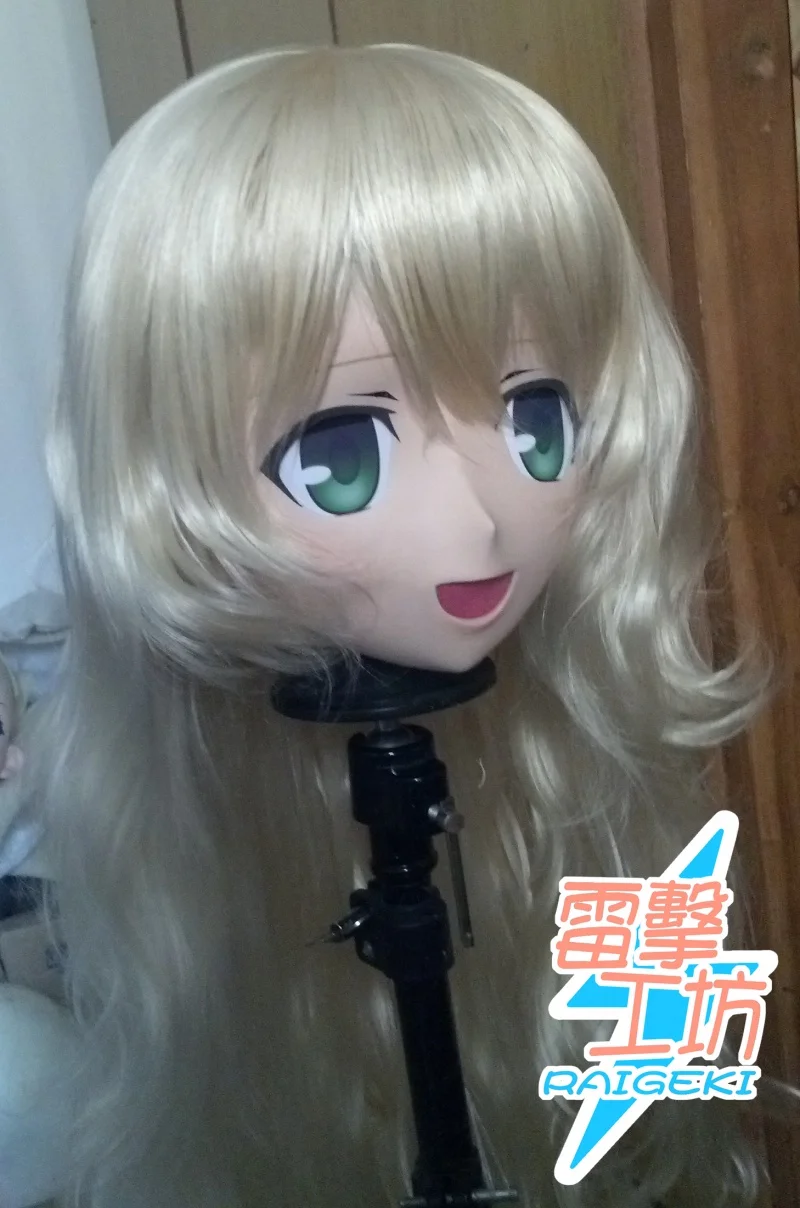 (LJ-048) Customize Character Female/Girl Resin Kig Full Head With Lock Anime Cosplay Japanese Anime Kigurumi Mask