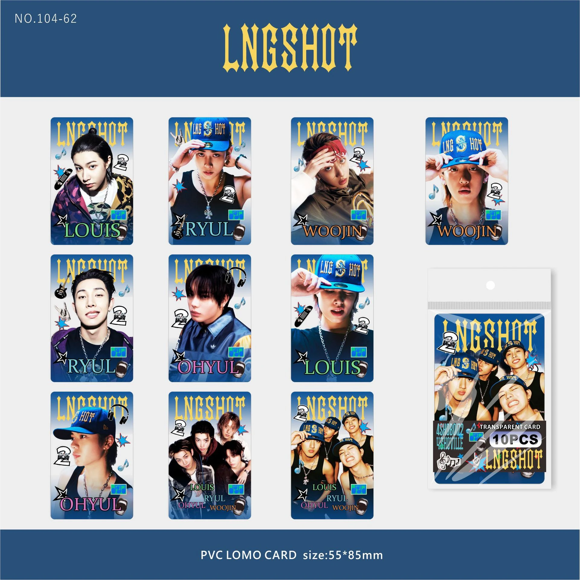 10PCS NEW KPOP LNGSHOT album 4SHOBOIZ Vol.2:4SHOVILLE,Jay Park,Louis,Ryul,Ohyul,YEAH!YEAH!,MOYA,clear photocard,transparent PC view 6