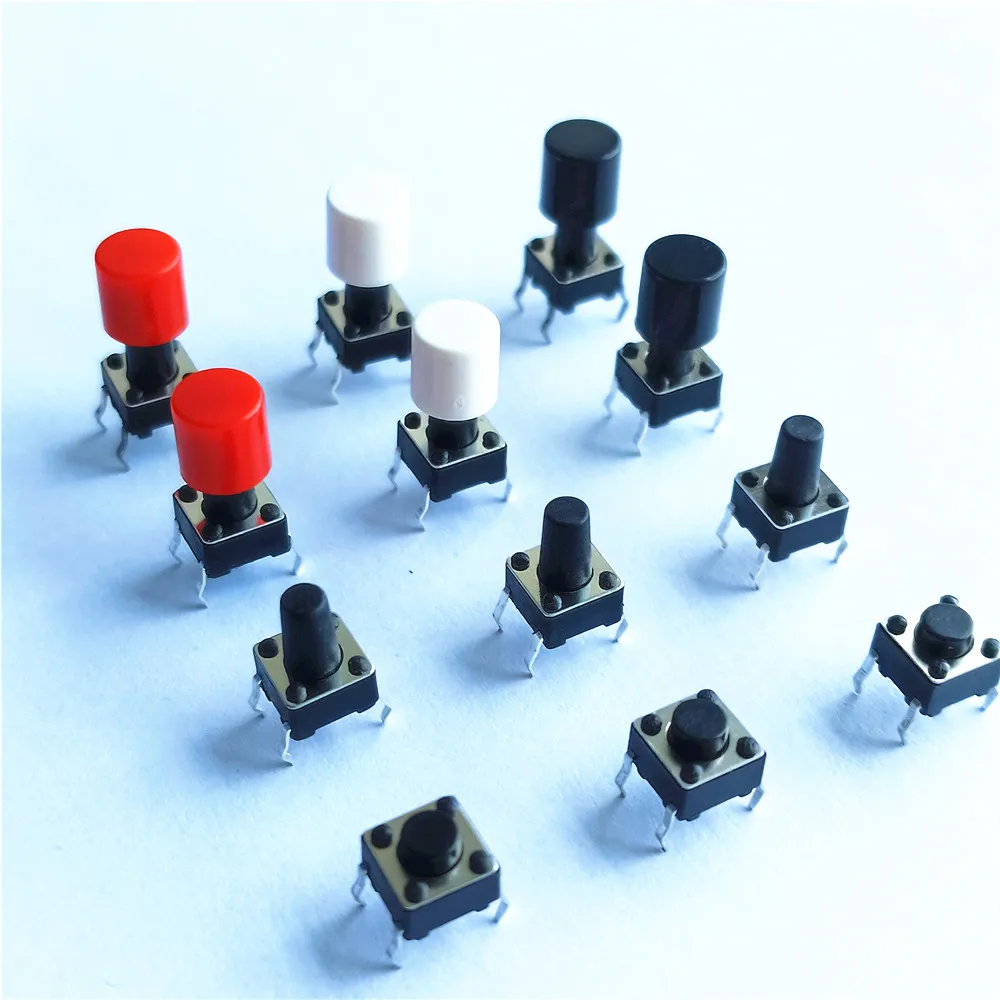 

20pcs/lot 6x6mm 10Sizes 4PIN 0.1A Tactile Tact Push Button Micro Switchs Plastic Caps Direct Plug-in Self-reset DIP Dropshipping