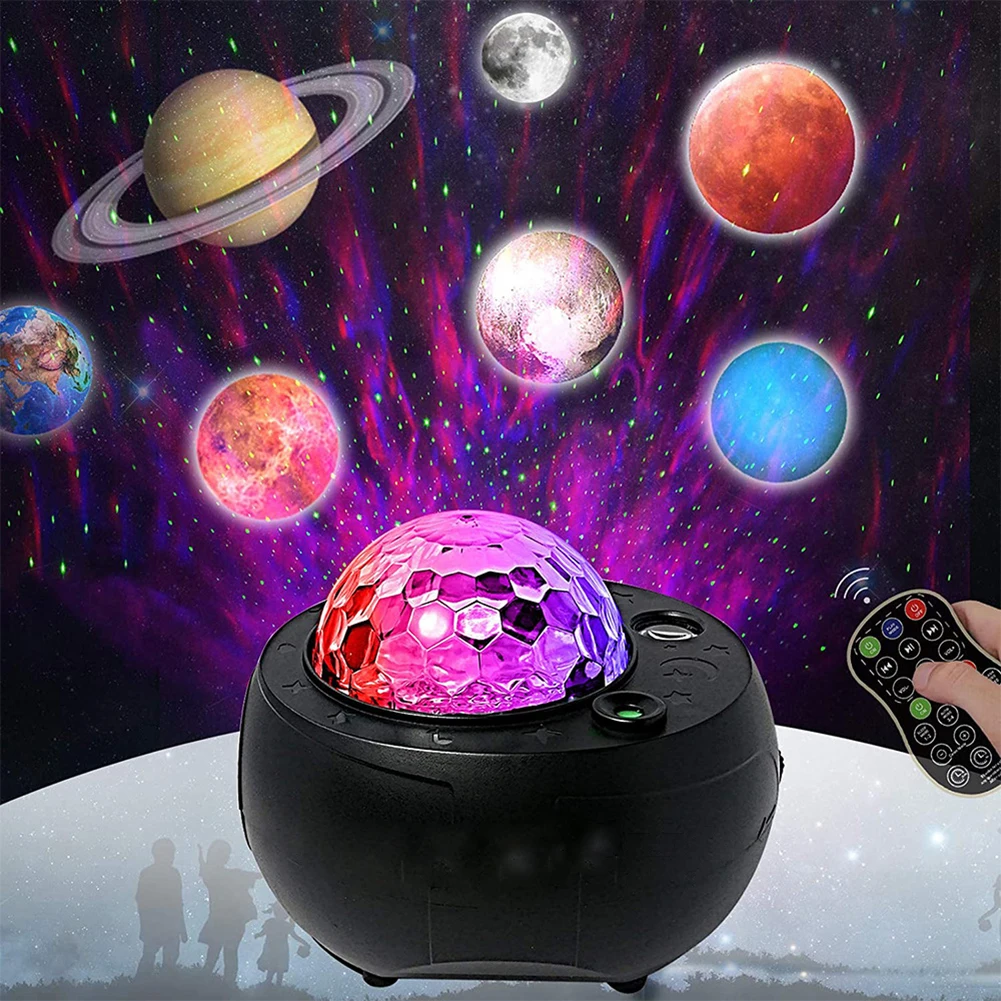 USB LED 스타 야간 조명, 블루투스 호환 음악, 별이 빛나는 하늘, 물결 LED 프로젝터 라이트, 룸 갤럭시 분위기 조명 장식