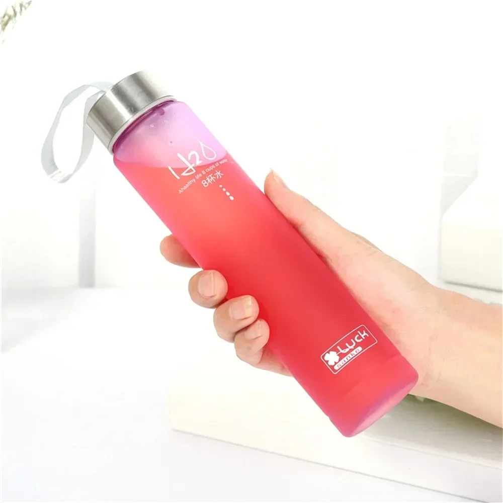 Outdoor Plastic Water Cup Frosted Drinking Bottle Girl Boy Portable Leak Proof Sports Bottle Drinkware Kitchen Dining Bar Home