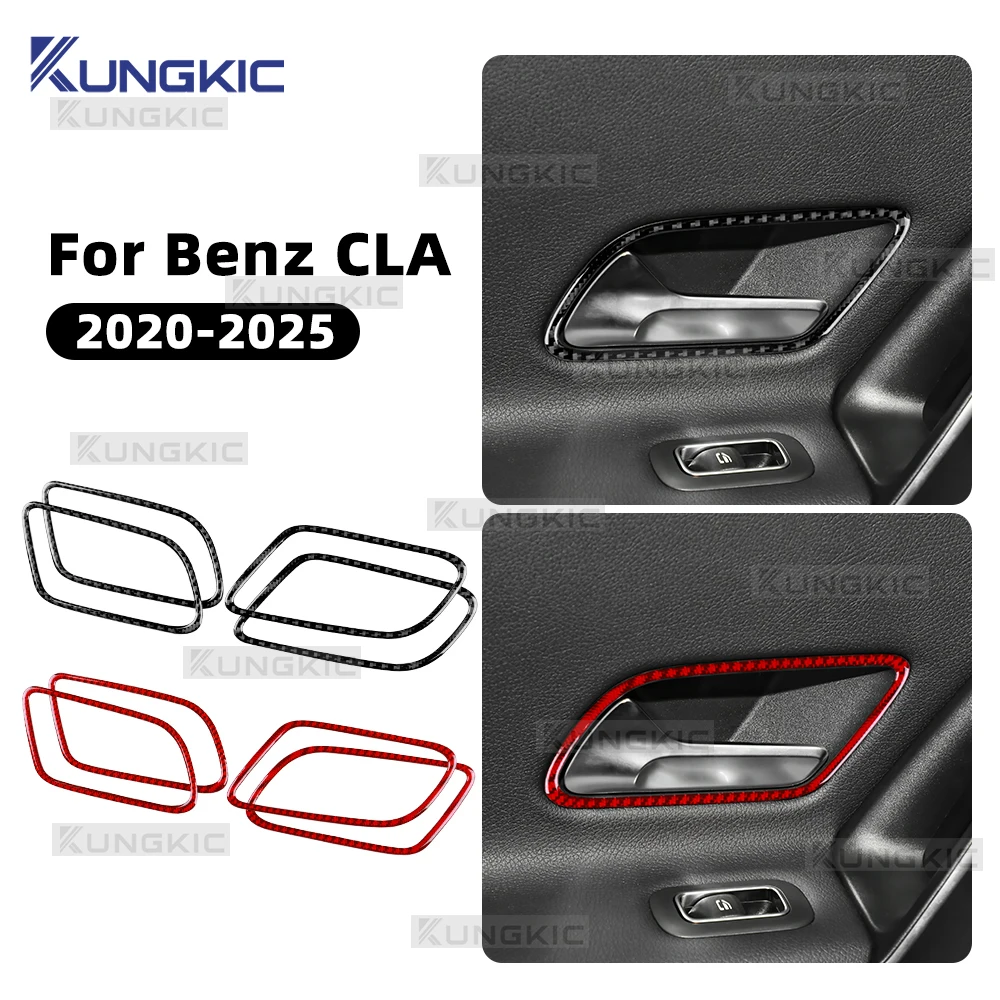 

Real Carbon Fiber Door Handle Frame For Mercedes-Benz CLA 2020 2021 2022 2023 2024 2025 Interior Decoration Trim Strips LHD RHD