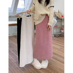 Corduroy A-line Skirt for Women in Autumn and Winter New High Waist Solid Color Loose All-match Skirt Sweet Fashion Clothing