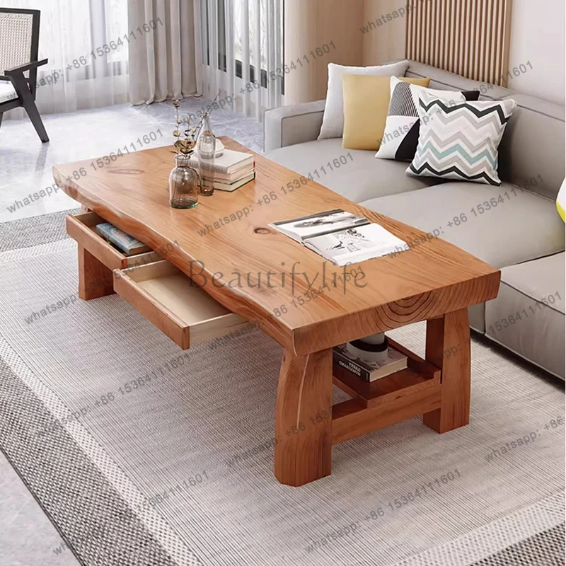 

Modern Wood Coffee Table Living Room Storage Designer Organizer Kitchen High Side Table Standing Meubles Chinese Style Furniture