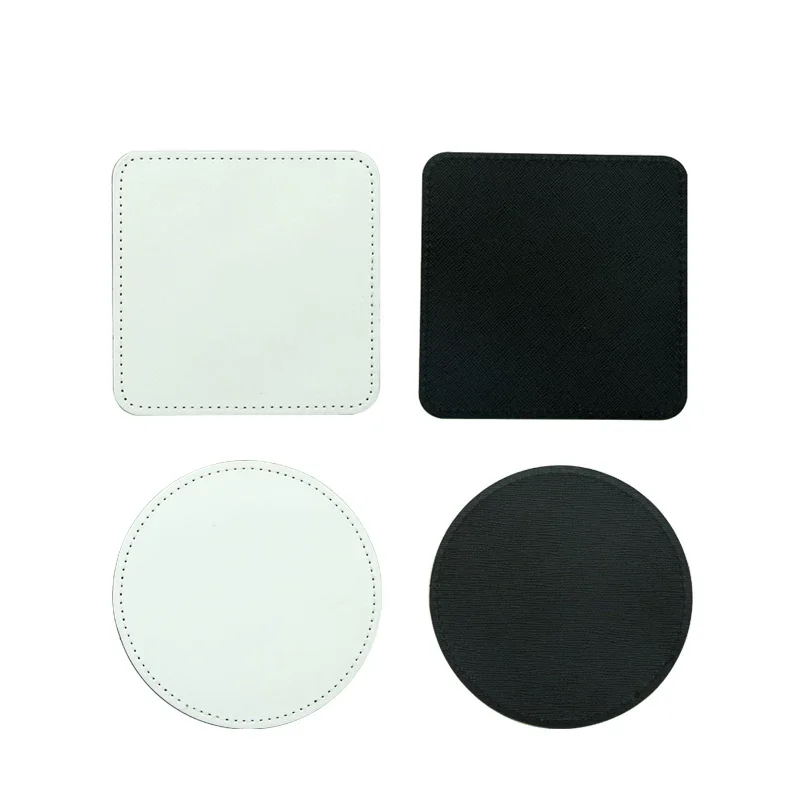 10pcs/lot New Blank Sublimation PU Leather Mug Pads Coaster DIY Heat Press Printing Transfer Mug cup Mat