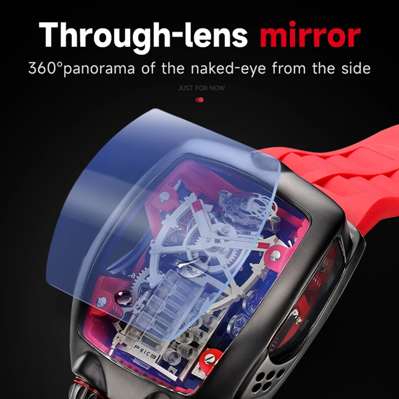 Nowy męski zegarek mechaniczny Feice, supercar, modny, ażurowy, w pełni automatyczny, podświetlany, wodoodporny FM666