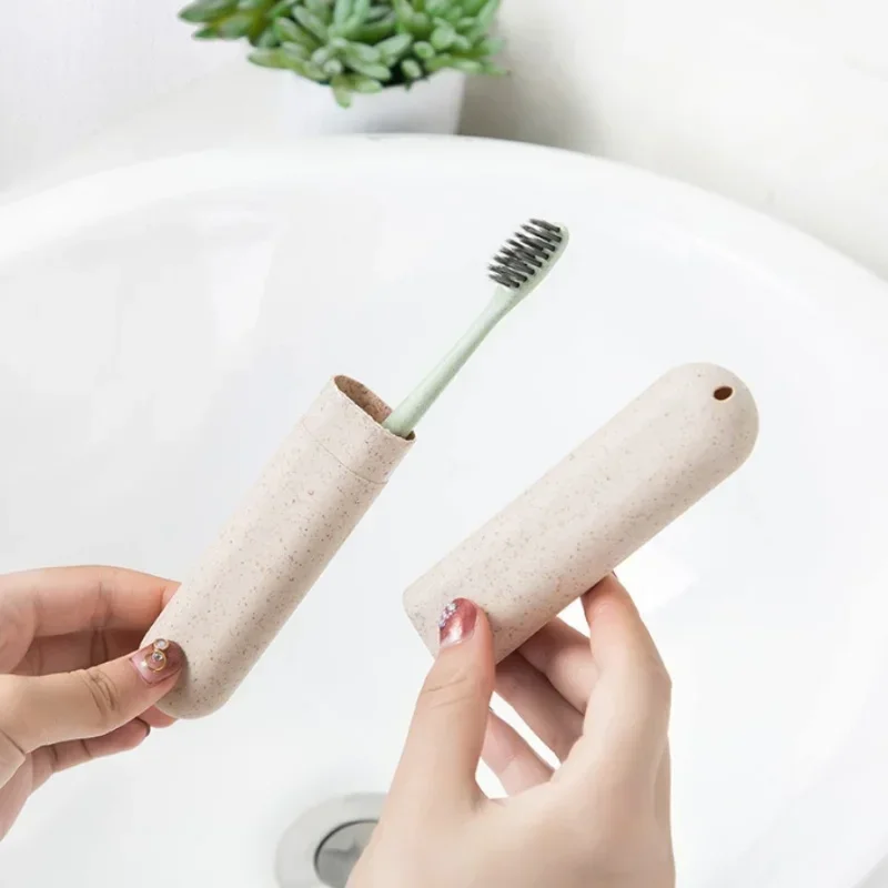 Nordic Style Bathroom Accessories Wheat Straw Toothbrush Holder Portable Travel Toothbrush Storage Boxs Homes Organizer Supplies