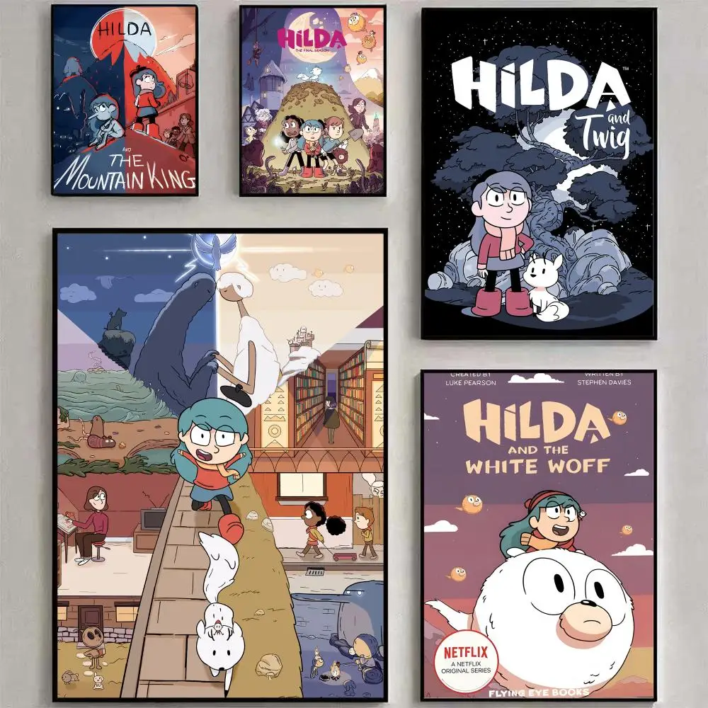 H-Hilda Cartoon Girl Anime Poster Matte Peel And Stick Self Adhesive PVC Removable Waterproof Frameless Bedroom Living Room