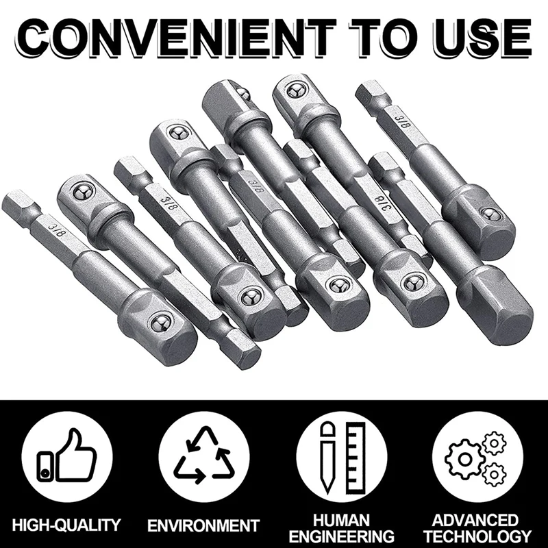 10Pieces 3/8Inch Impact Adapter Square Socket Bit Adapter 10Mm Hex Impact Socket For Drills,Extension Socket Driver Bits