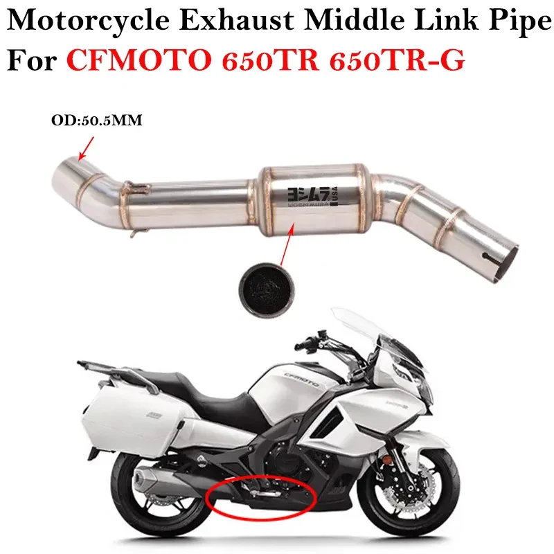 

Slip On For CFMOTO 650TR 650TR-G 650 TR G Motorcycle Exhaust Middle Link Pipe Modify 51MM Escape Moto Muffler Tube Muffler