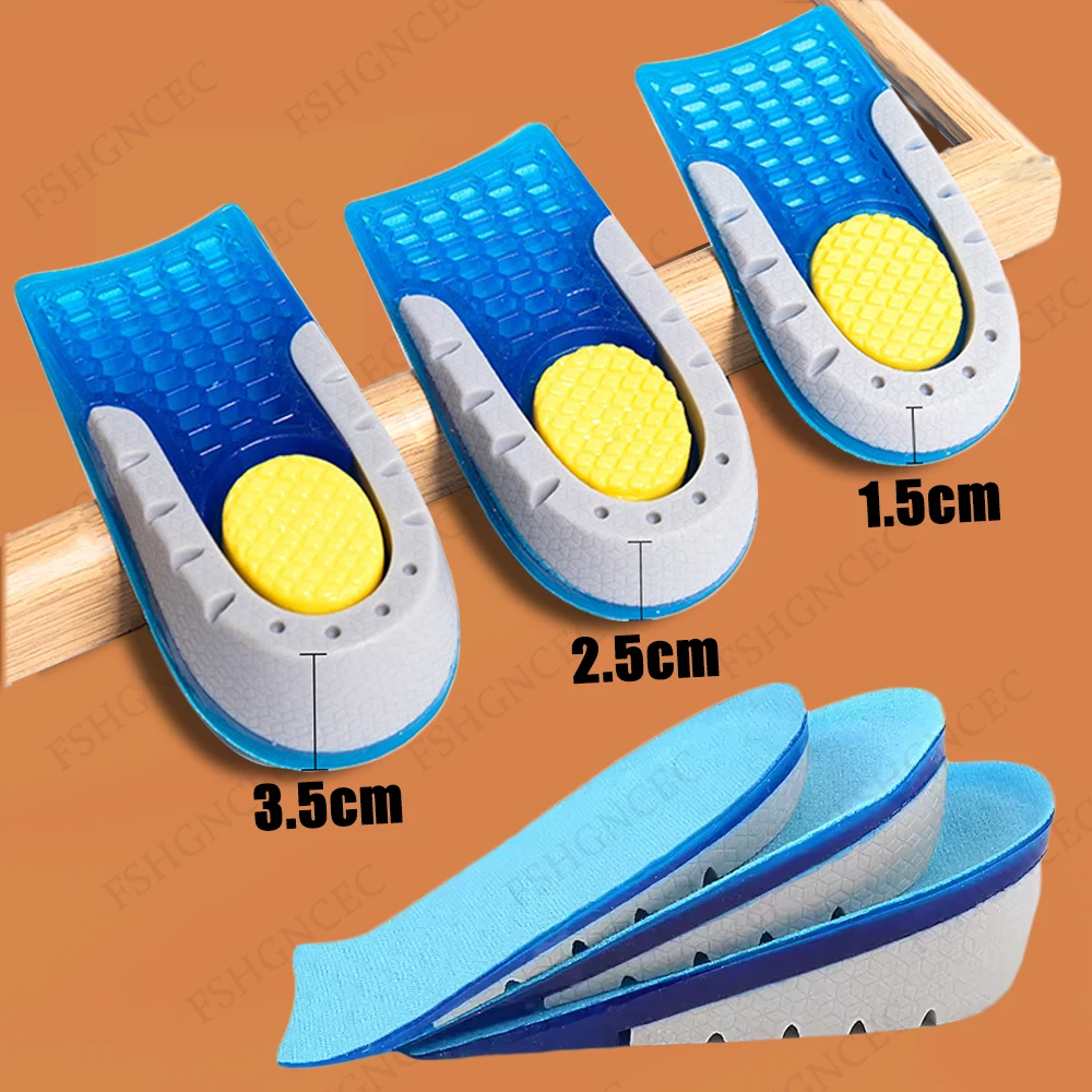 Height Increase Insoles Silicone Heel Cushion Shoe Inserts for Men & Women Comfortable Height Lift Pads Shock Absorption Insole