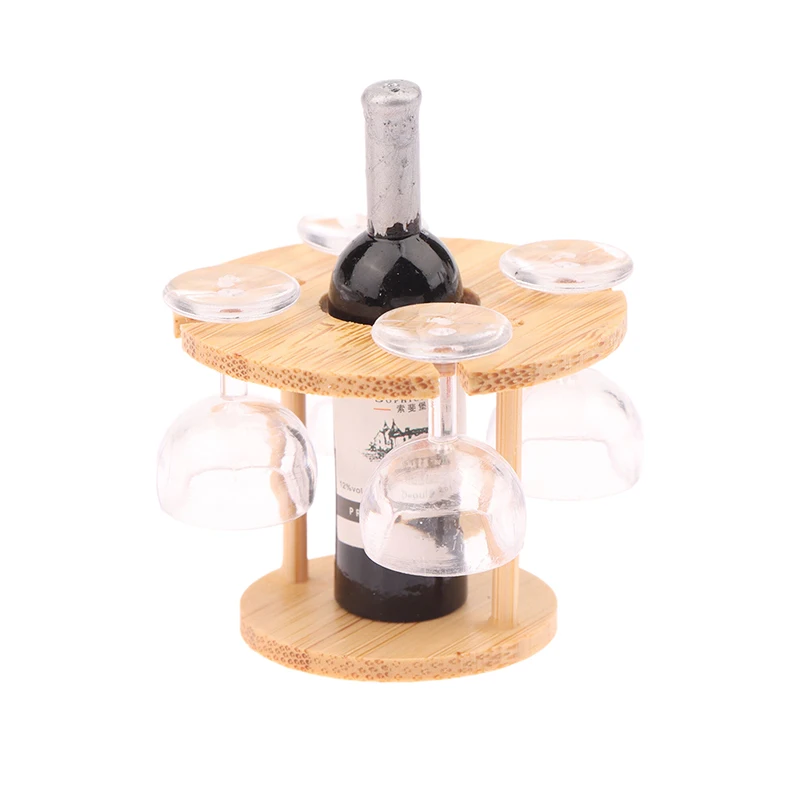 Dekoratives Weinglasregal Mini-Modell; Kelch-Set mit Puppenhaus-Möbelzubehör