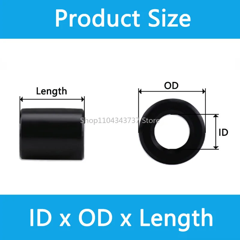 M3 M4 M5 M6 M8 M10 Black POM Bushing Washer Round Hollow Unthread Standoff Spacer Sleeve Insulated Plastic Gasket Length 1-20mm