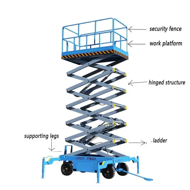 Electric Scissor Lift Self-propelled Hydraulic Scissor Lift Platform Table Mobile Aerial Lift Platform with 10m 12m 14m Lifting