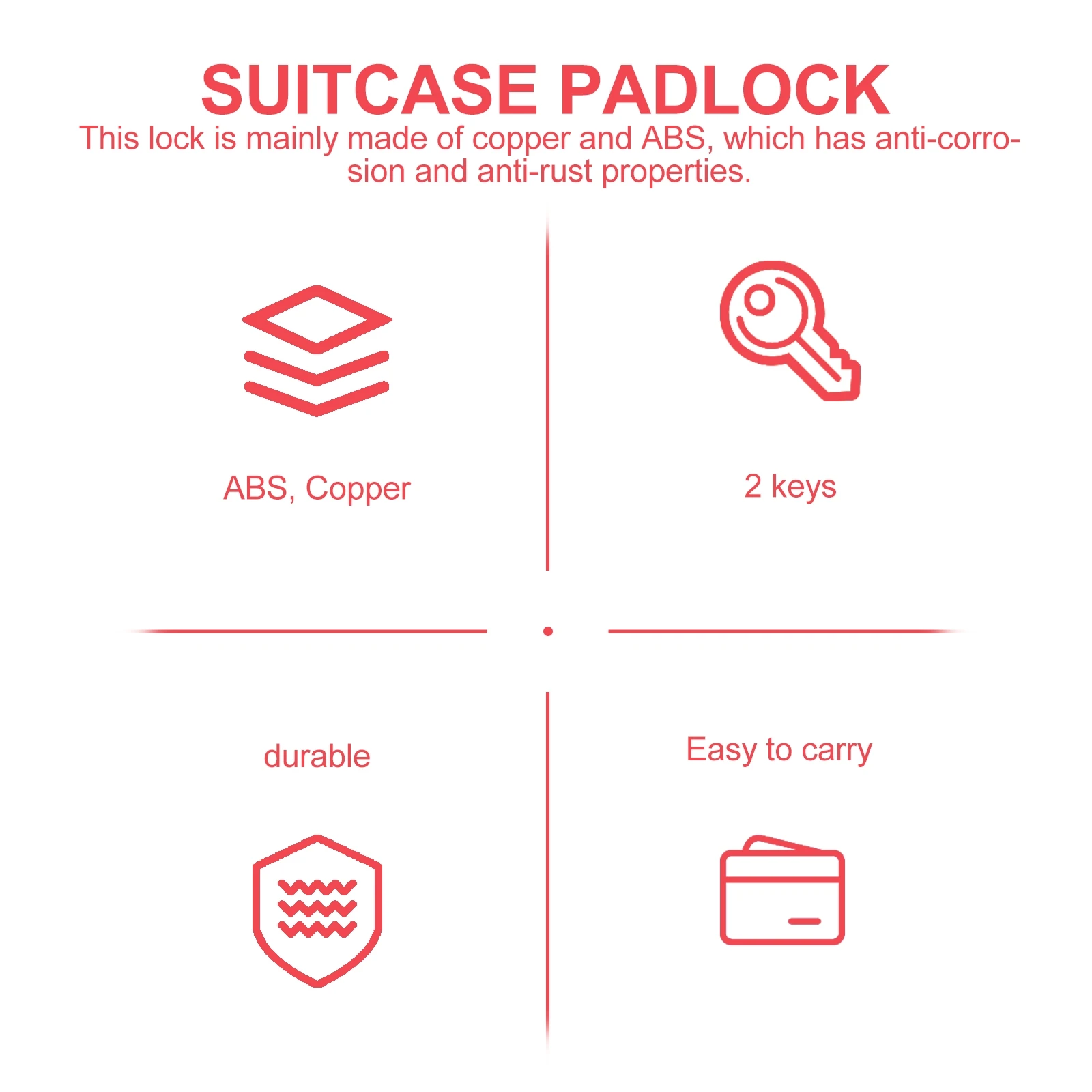 

2 Pcs Couple Lock Long Handle Padlock Cabinet Durable Suitcase Drawer Love Versatile