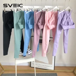 SVEIC Fitness Yoga Sets Sports Bras Leggings Women Tracksuit Seamless Sportswear Training Workout Suits Top Gym Outfits Clothing