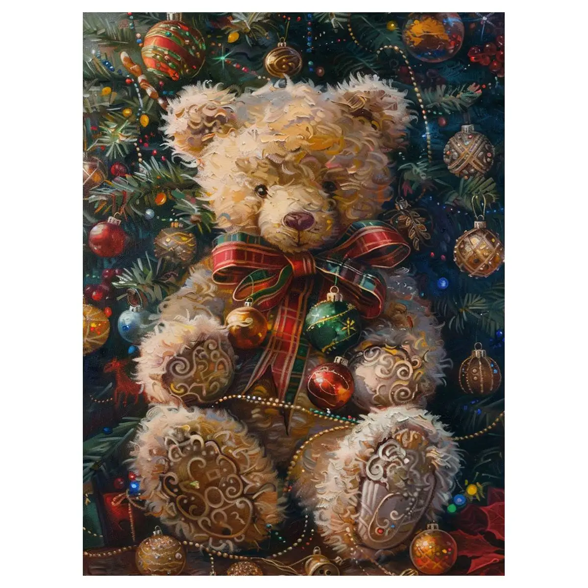 1pc 30X40CM/11.8*15.74inch Christmas Present: A Teddy Bear Stamped Cross Stitch Kit DIY Kit 11CT/14CT New Arrival