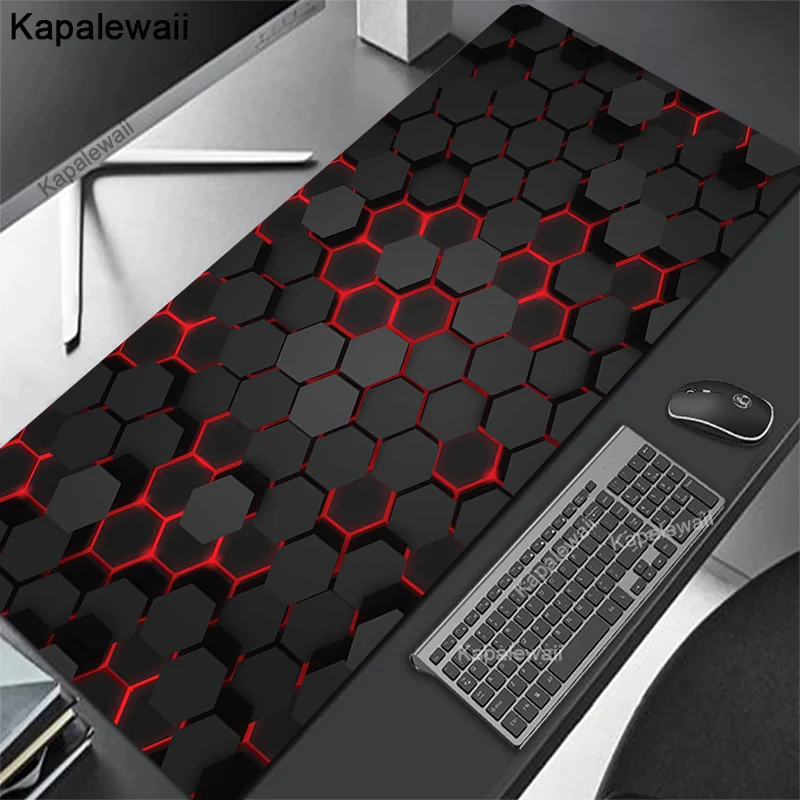 

Gaming Mousepads Geometric Black Mousepad XXL Large Mouse Mat Big Desk Pads Non-Slip Stitched Mouse Pad PC Gamer Keyboard Mats