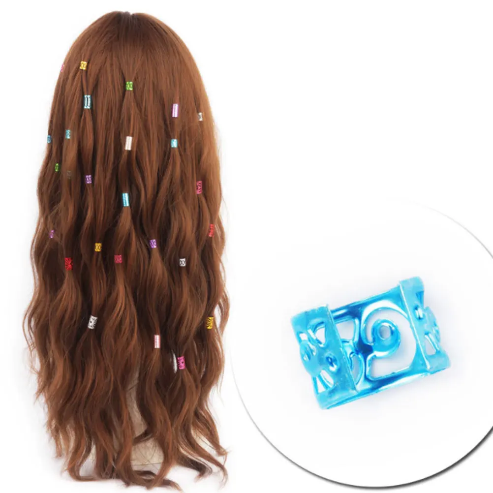 

100pcs Mixed Color Aluminum Dreadlocks Braid Rings Metal Cuffs Hollow-Out Braiding Beads For Hair Extensions Festival Party Fake