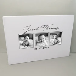 Customized Baby Baptism Guestbook Custom Rustic Memory Baptism Guest Signature Guest Book Personalized Baby Album Birthday Party