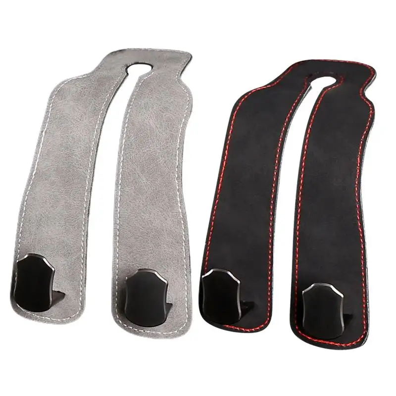 Car Seat Back Storage Hook Seat Back PU Leather Double Vehicle Hooks Headrest Hooks Car Organizer Heavy Duty Multifunctional