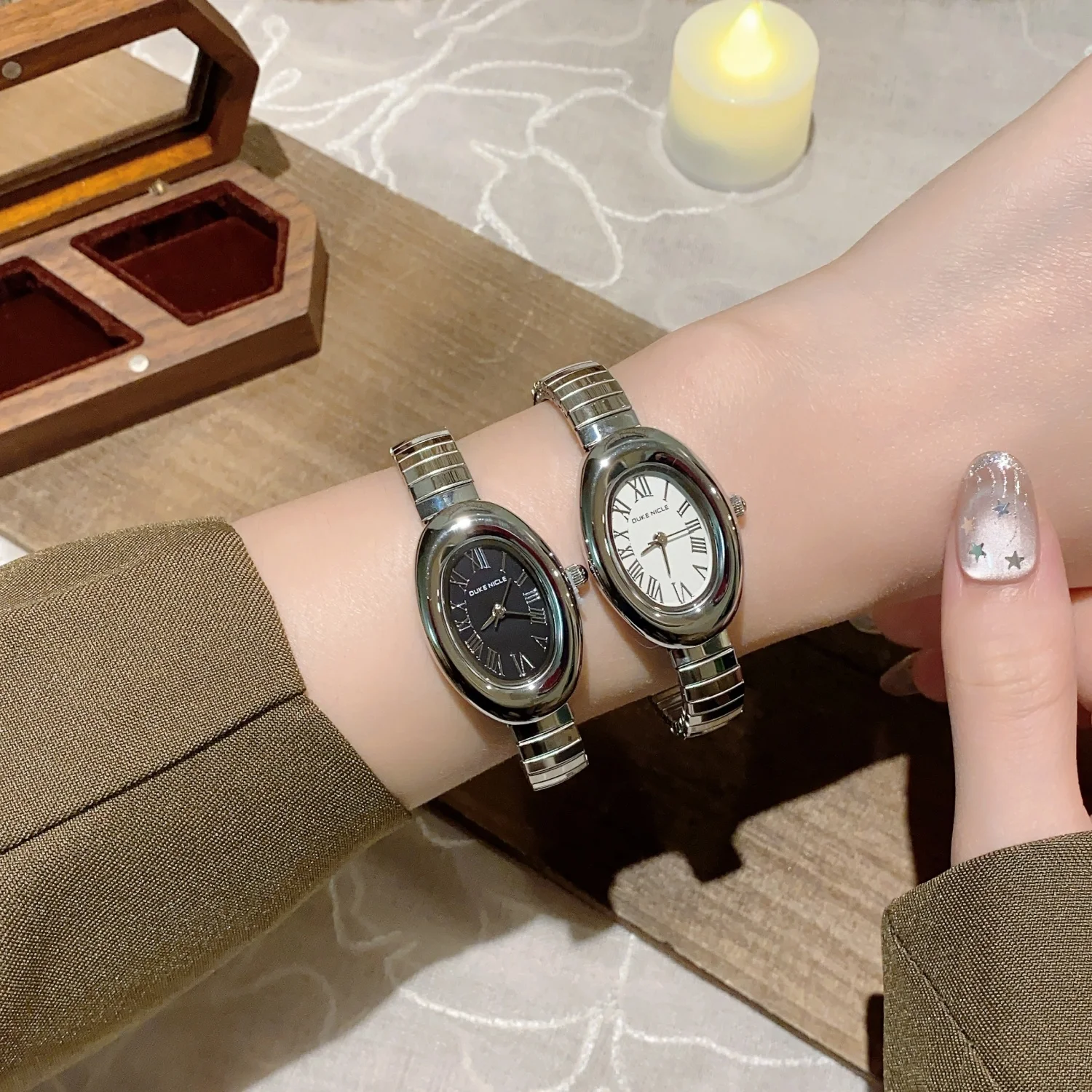 Proste damskie zegarki z owalną tarczą, elastyczny pasek ze stali nierdzewnej, analogowy zegarek kwarcowy, zegarek na rękę dla dziewcząt, zegar, reloj mujer.