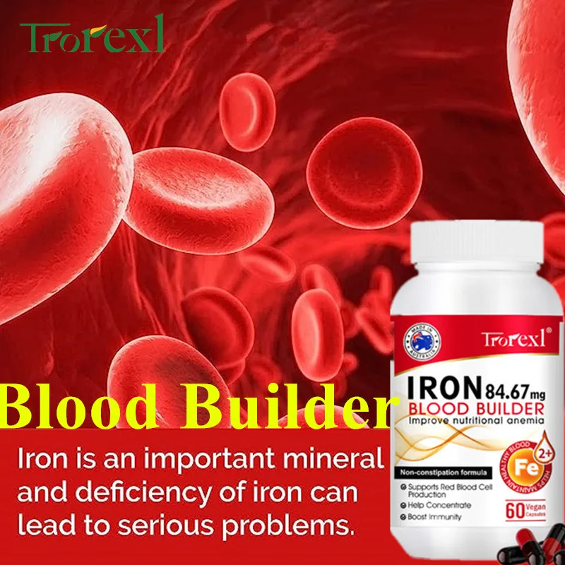 Blood Builder Iron Supplement for Anemia, Cellular Energy ,Promotes Normal Red Blood Cell Production,Increase Iron Levels