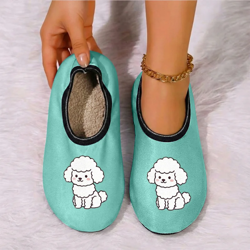 

Four season wearable couple cartoon bird print with thin velvet lining, breathable, high elasticity, anti slip floor slippers