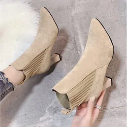 Pointed Sleeve Short Boots for Women's 2026 Autumn and Winter New Korean Fashion Naked Botas Womens Fashion Ankle Boots Female