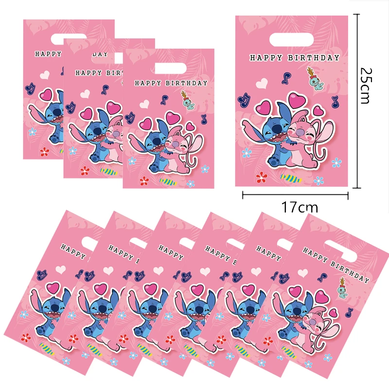 10/20/30 Stuks Disney Stitch Geschenkzak Plastic Biscuit Snoepzak Poedersteek Thema Kinderen Verjaardag Benodigdheden Home Gift Decorati