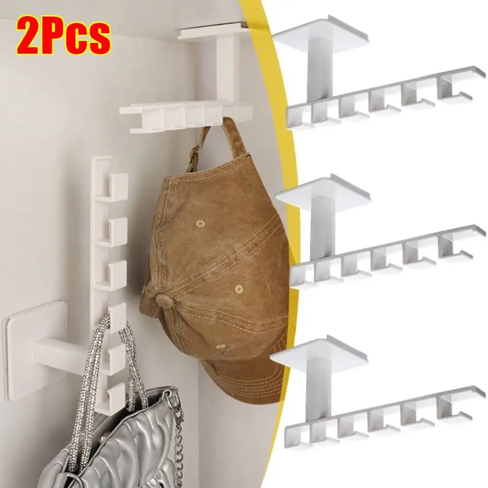 2Pcs New Wall-mounted L-shaped Hanger Hole Free Wall Shelf Hair Hoop Rack Baseball Cap Hat Belt Organizer Hat Holder