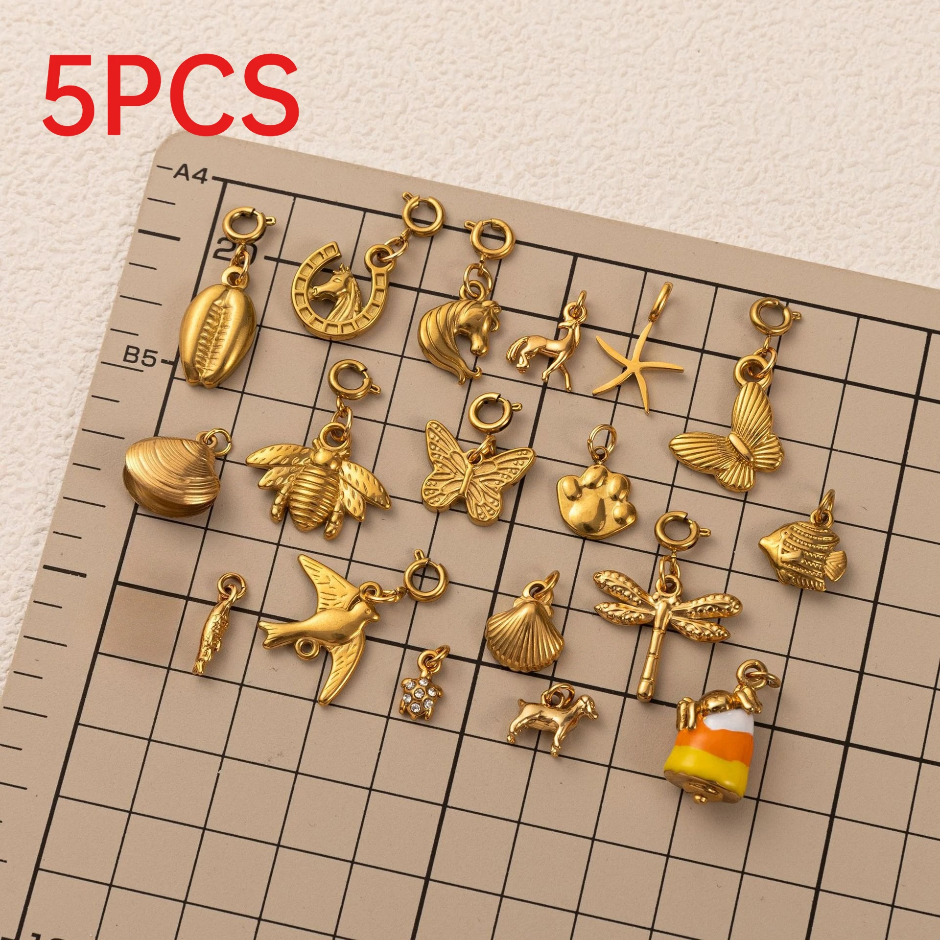 

5Pcs Stainless Steel Animal Charms Puppy Pendants DIY Necklace Bracelet Making Accessories