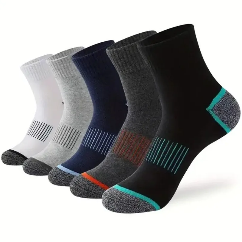 

5 Pairs Men's Crew Socks Breathable Anti Slip Athletic Mid-Calf Sock for Running Casual Daily Wear