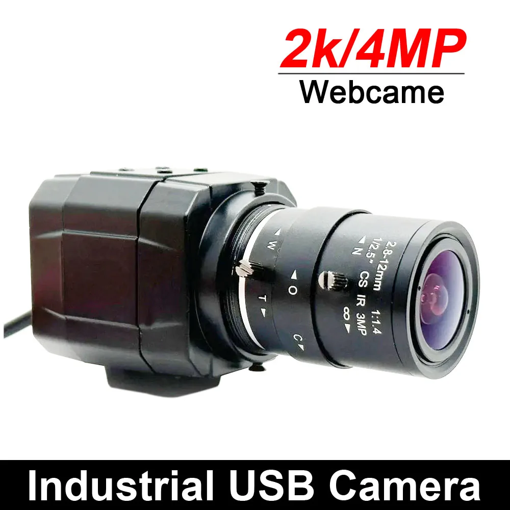 HD 2K USB Webcam 30fps High Speed UVC OTG 4MP USB Camera With 2.8-12mm Varifocal CS Lens Plug And Play For Youtube Live Broadcas