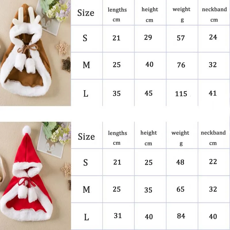 Pet Costumes Cute Christmas Cloak Cosplay Costume For Kittens Dog Clothes Antler Decoration Winter Warmth Pet Supplies