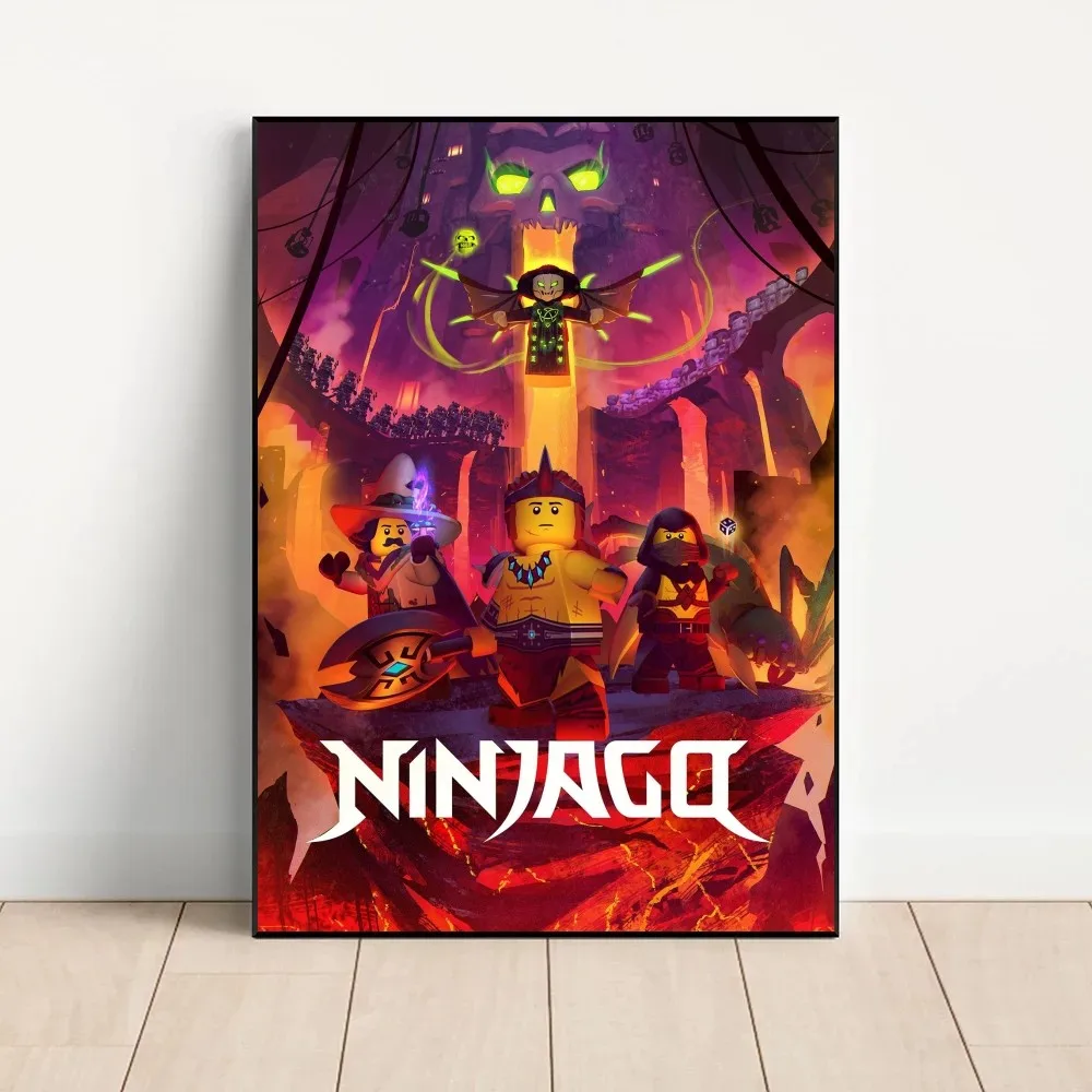 Cool L-LEGOs Cartoon N-Ninjago Poster Fancy Wall Sticker for Living Room Bar Vintage Decorative Painting Middle