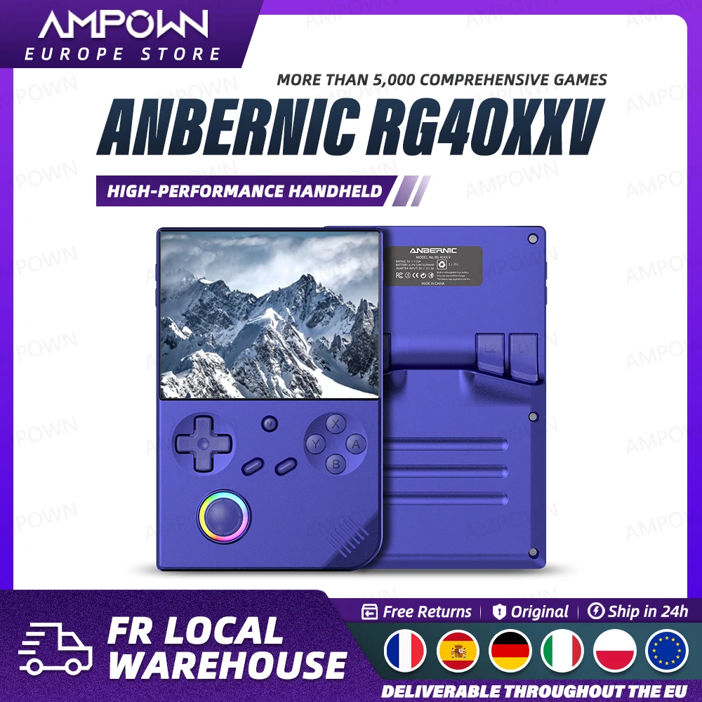 Console de jeu portable ANBERNIC RG40XXV, écran IPS 4'', joystick, effet d'éclairage RGB, sortie vidéo RG 40XXV, lecture d'e-book, streaming MP4, cadeau