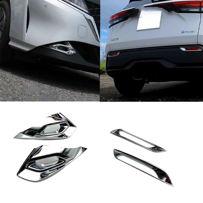 

For Nissan Note 2021 2022 ABS Chrome Front Bumper Rear Fog Light Lamp Foglight Cover Trim Molding Surround Protector Car Styling