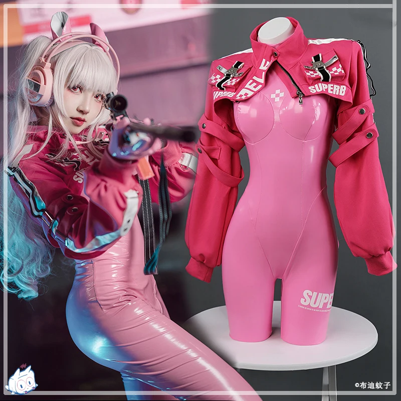 

COSLEE Anime Game NIKKE Alice Cosplay Costume Pink Jumpsuit Set Coat Uniforms Daily Party Jacket Role Play Women Halloween