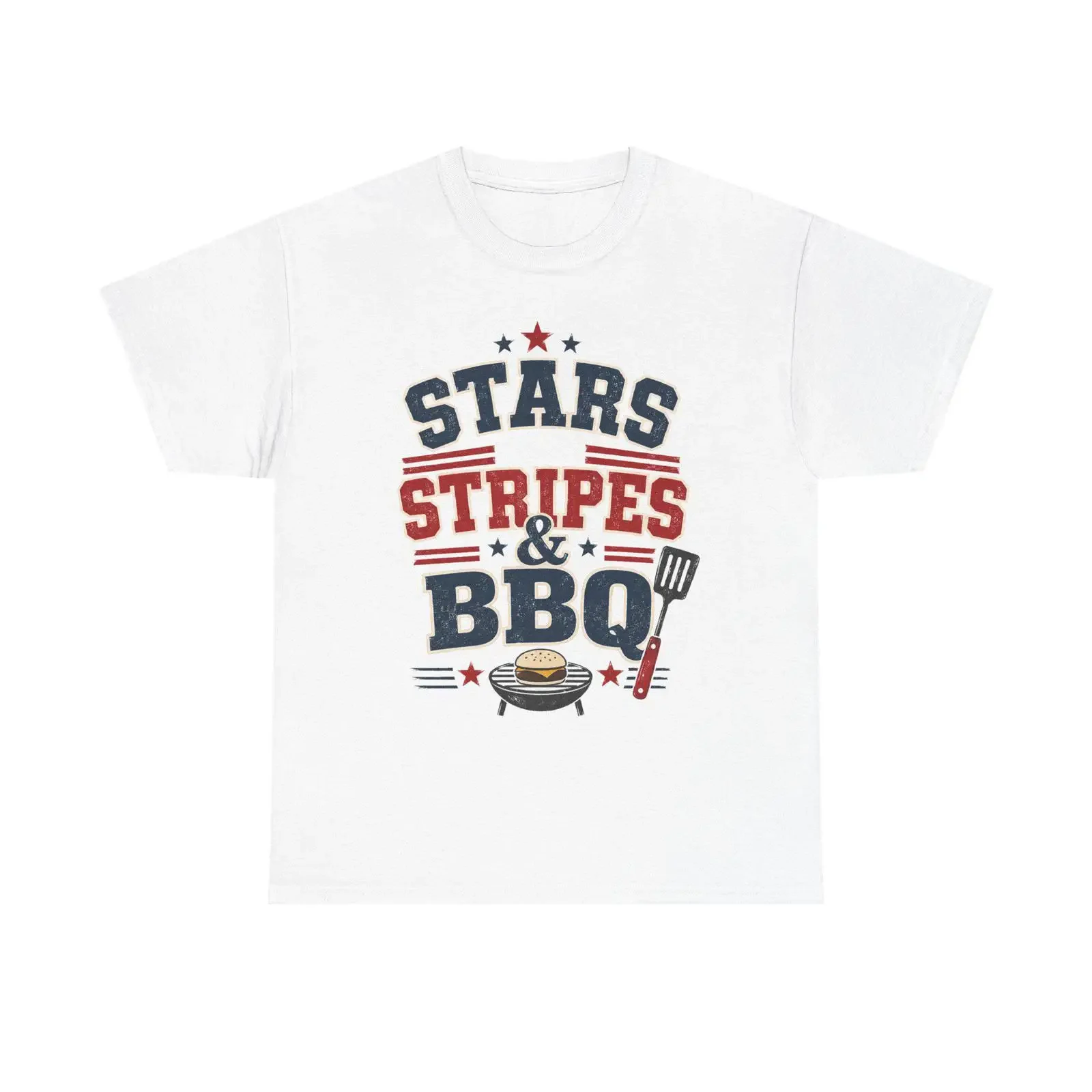 Stars Stripes and BBQ T Shirt Fourth of July Cookout Patriotic 4th Grill Dad  vintage Washed streetwear Slightly Comfortable