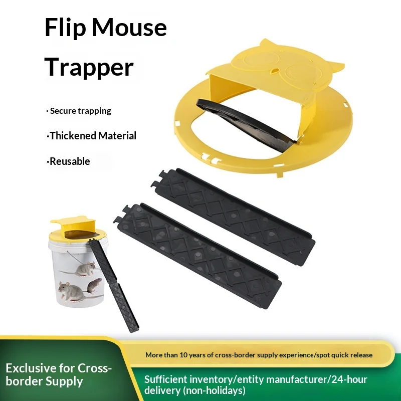 Material Yellow Flip Style Mouse Trap Bucket Auto Reset Multi Catch Rat Trap Catcher For Indoor And Outdoor Home Use