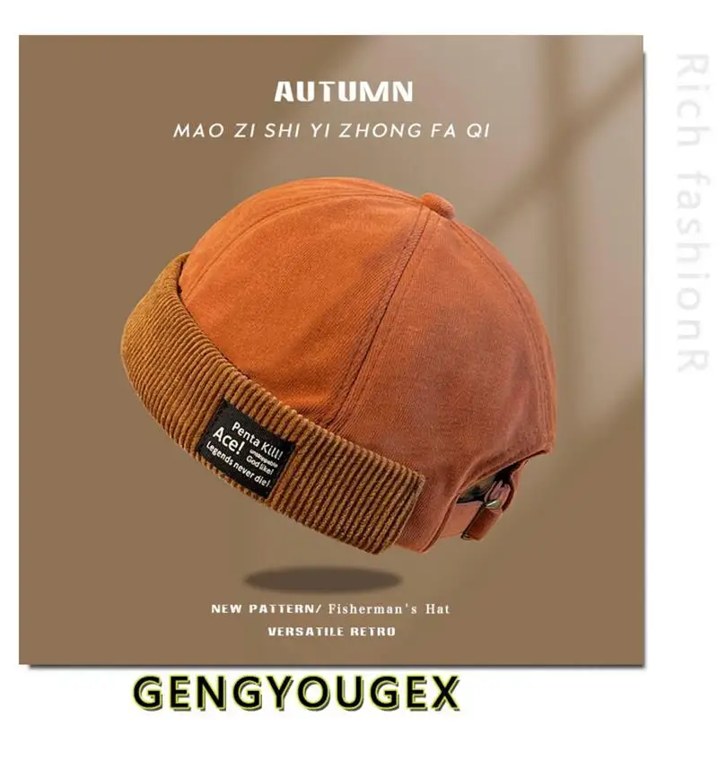 Y2K Vintage Beanie Mütze ohne Visier Docker Brimless Hüte Retro Dome Cord für Männer Frauen Hip Hop Streetwear Winter Herbst Cap – Detail 13