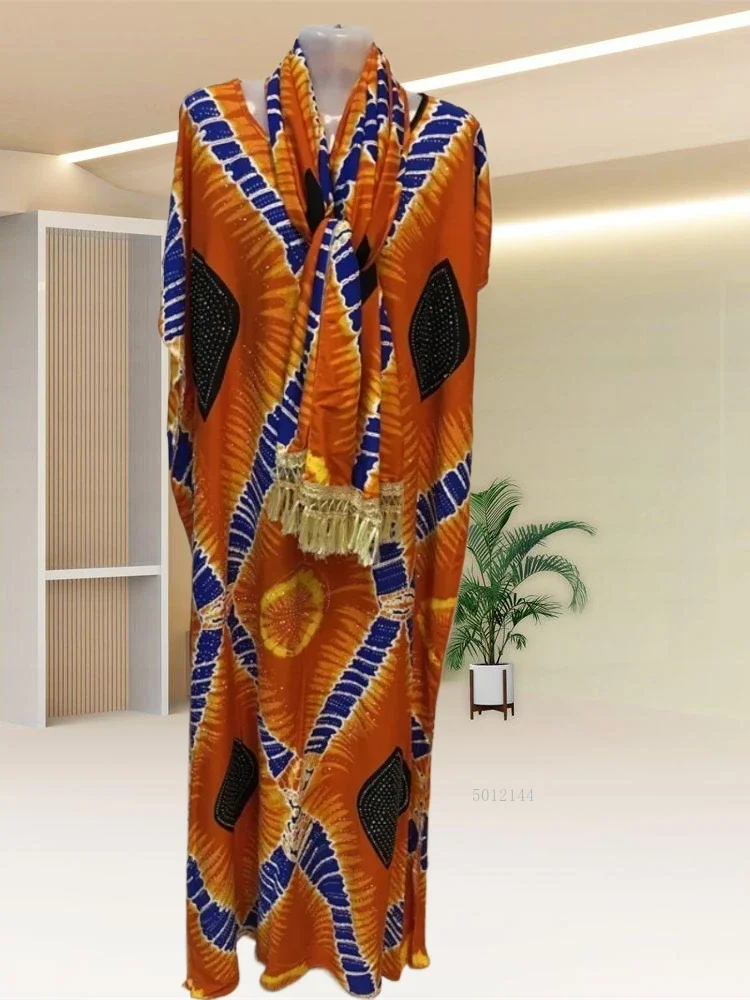 

customized Islamic Abaya Dress Cotton Printed Robe Muslim Prayer Wear for Women Nigerian Dubai Abayah with Hijab Scarf